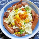 たまごと野菜とソーセージのレンジ蒸し